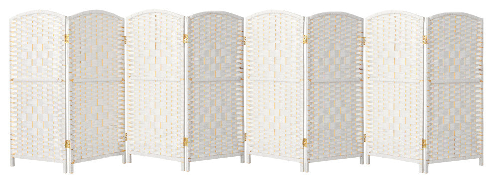 3 ft. Short Diamond Weave Fiber Room Divider White 8 Panel