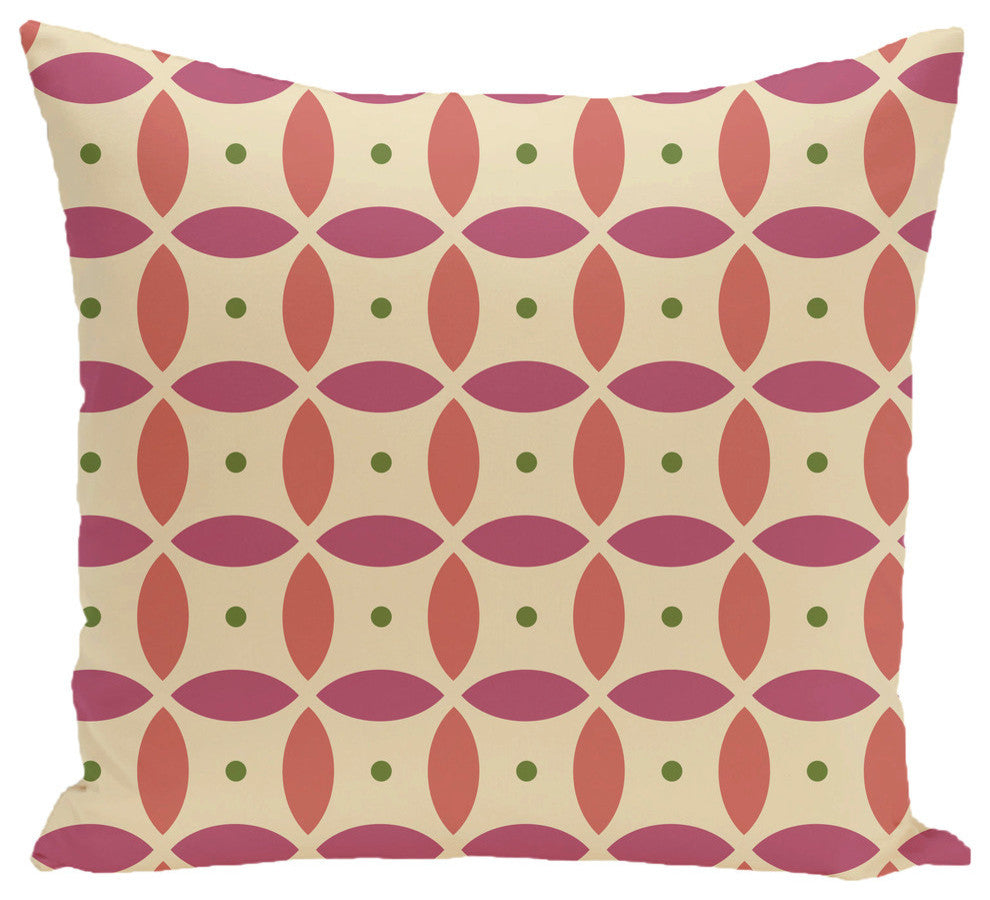 Beach Ball Geometric Print Pillow, Soft Lemon, 18"x18"