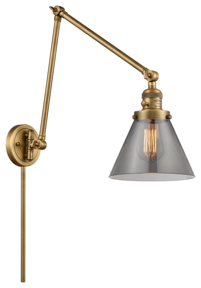 Cone Swing Arm With Switch, Brushed Brass, Plated Smoke, Plated Smoke