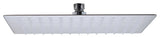 Solid Ultra Thin Rain Shower Head, Brushed Stainless Steel, 12", Square