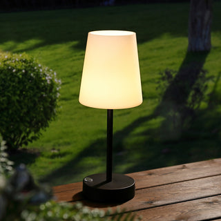 12.75" Modern Minimalist Iron Rechargeable Integrated LED Table Lamp, Black