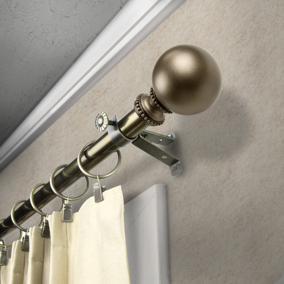 Julian 13/16" Diameter Curtain Rod, Antique Brass, 18-28"