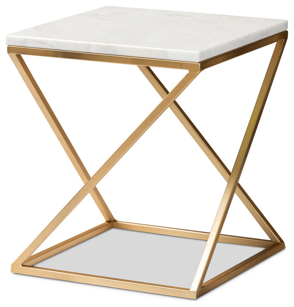 Jacqueline Contemporary End Table, Gold