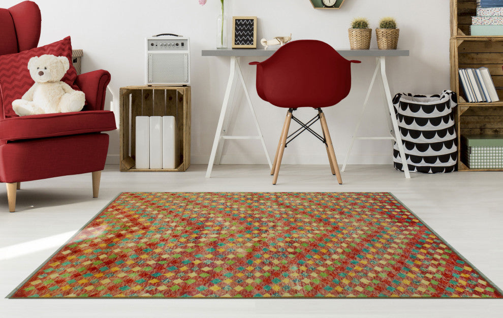 Balochi KoLight en Rust/Turquoise Rug, 5'0x8'1