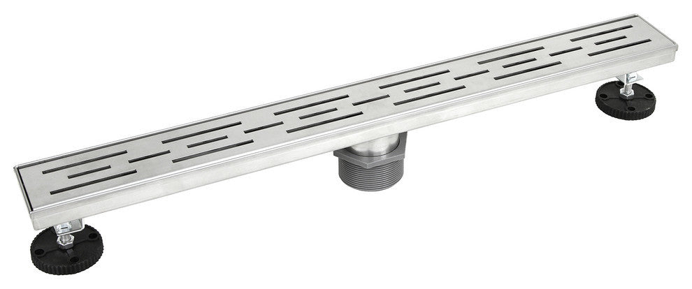 Shower Linear Drain 32" Stripe Pattern Grate, Brushed Finish