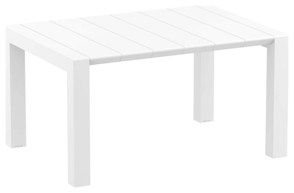 Loft Outdoor Dining Set With 6 Arm Chairs and 55" Extension Table White