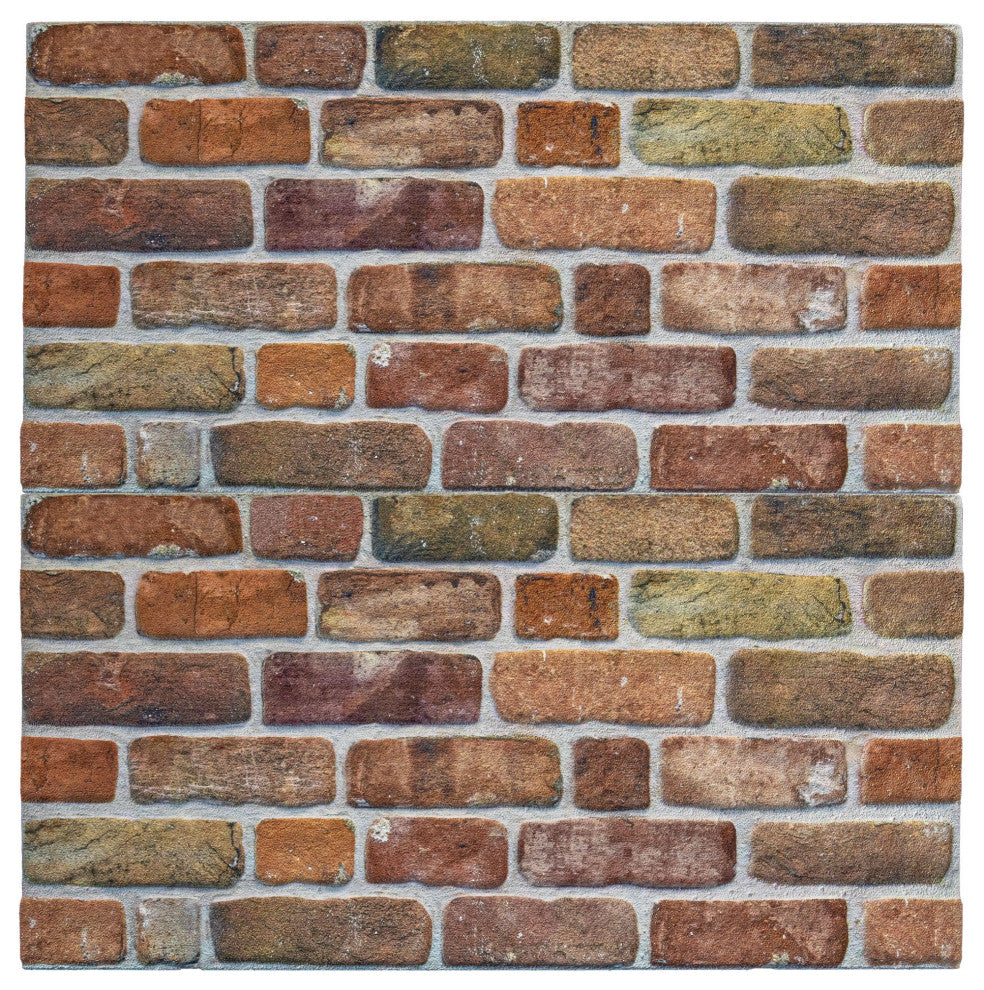 Faux Face Brick 3D Wall Panels, Brown Beige, Set of 10, Covers 53 sq ft