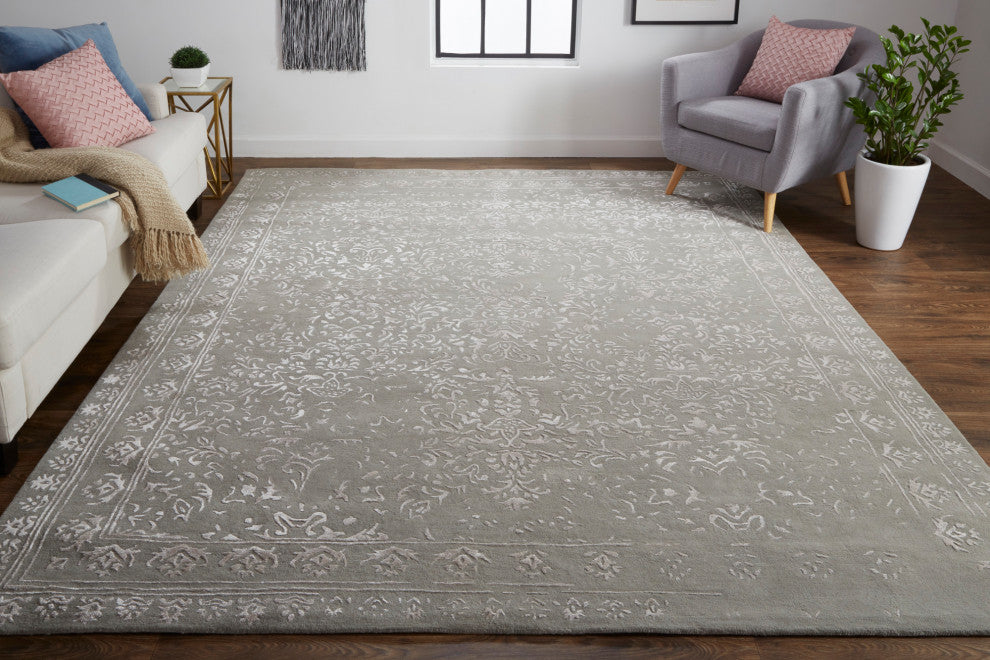 Weave & Wander Khalo Wool Rug, Gray/Silver, 10' X 14'