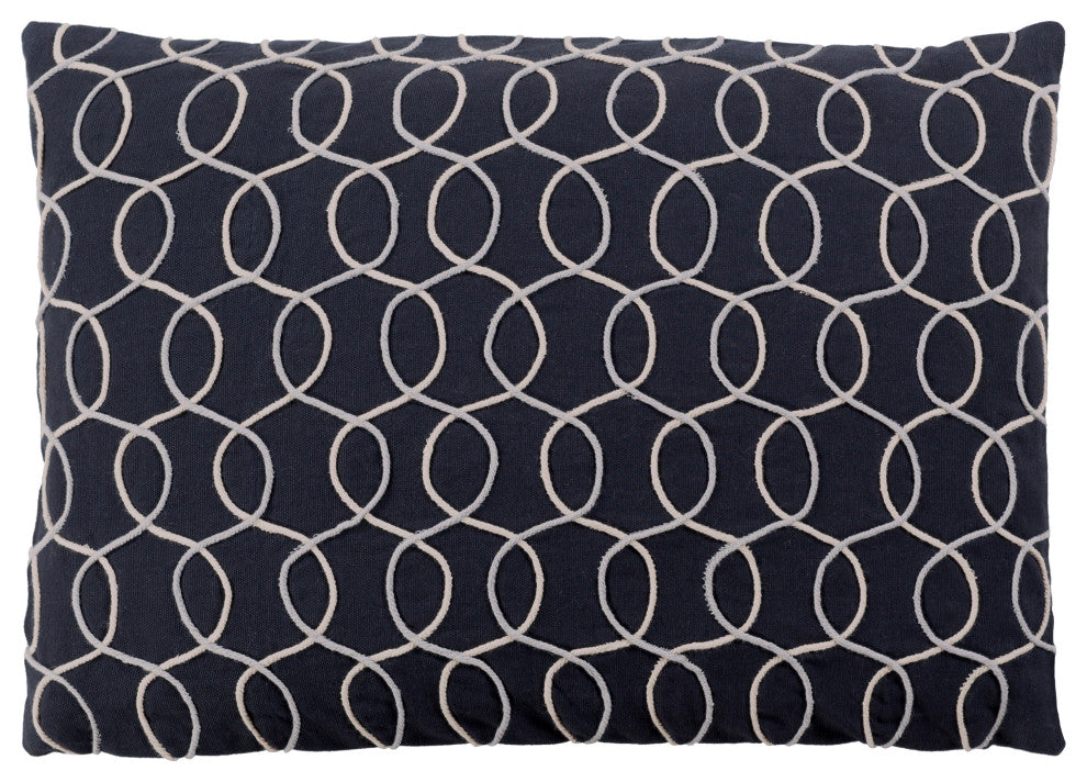 Surya Solid Bold II SDB-005 22"x22" Pillow Cover, Cream/Ink/Medium Gray