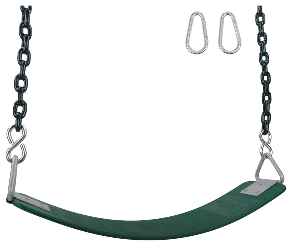 Commercial Polymer Belt Seat with 5.5' Coated Chain, Green