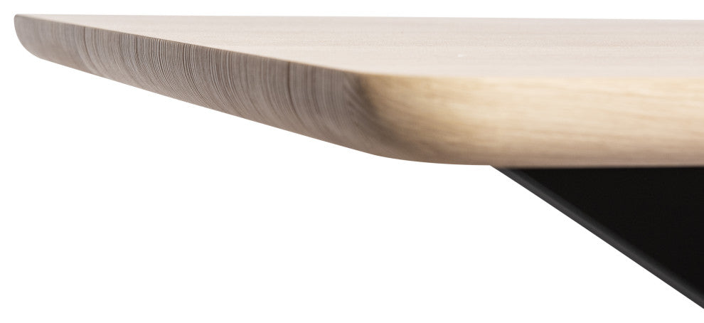 Ravenna 63" MDF Dining Table With X-Cross Geometric Metal Base, Maple