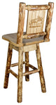 Glacier Country Counter Height Swivel Bar Stool With Laser Engraved Moose