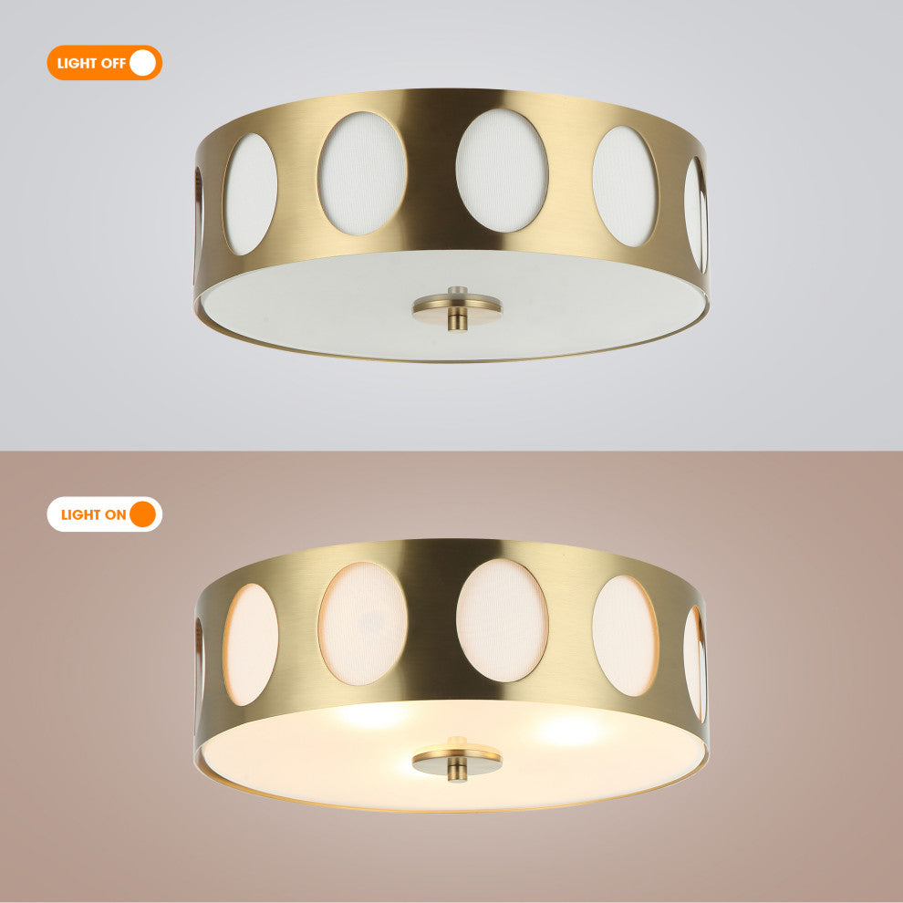 Modern Gold Flush Mount Ceiling Light with Hollow Shade,3-light