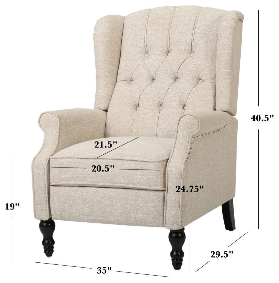 GDF Studio Xanthe Tufted Fabric Recliner, Set of 2, Beige and Dark Brown