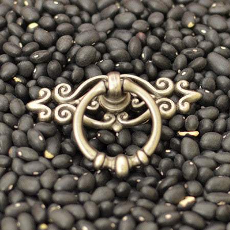 Ring Pull With Backplate, Aged Pewter