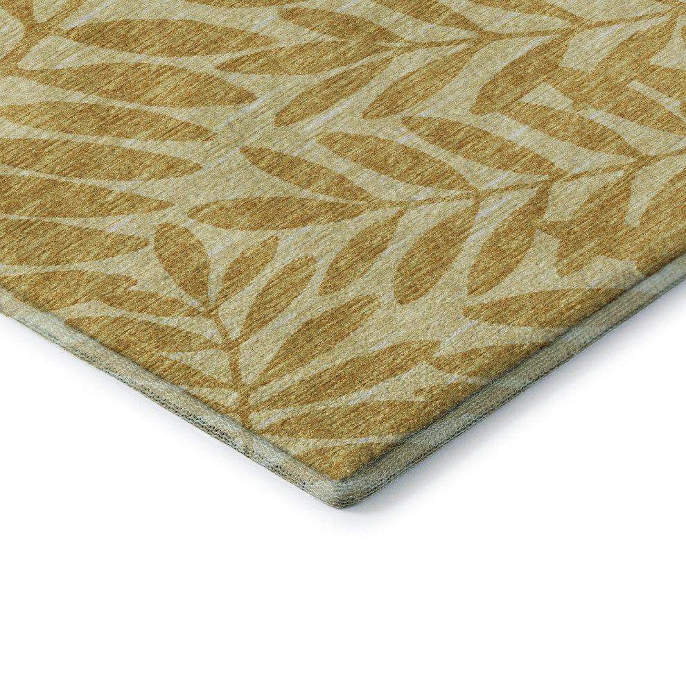 Addison Premium Washable Mayfield AMF111 Yellow 8'' x 8'' Round Rug