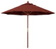 9' Square Push Lift Wood Umbrella, Sunbrella, Henna