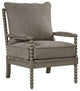Hanako Transitional Accent Chair with Cushioned Wooden Arms, Taupe/Antique Grey