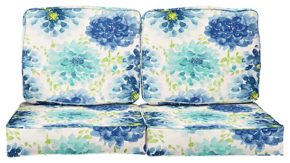 Gardenia Seaglass Outdoor/Indoor Loveseat Cushion Set, Blue, 22.5"x22.5"x5"