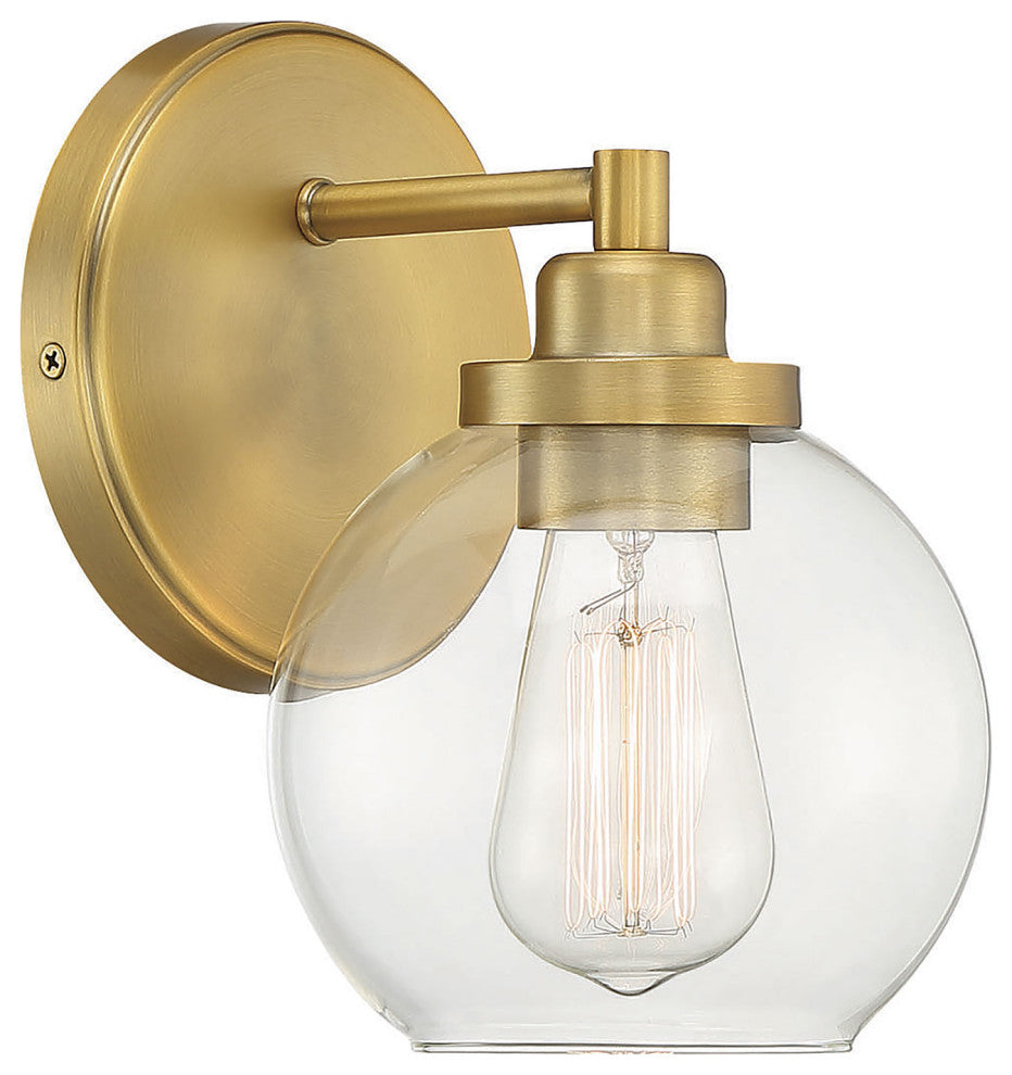 Carson Bathroom Vanity Light, Warm Brass, 1-Light Bath
