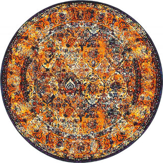 Transitional Bianco 8' Round Sunburst Area Rug
