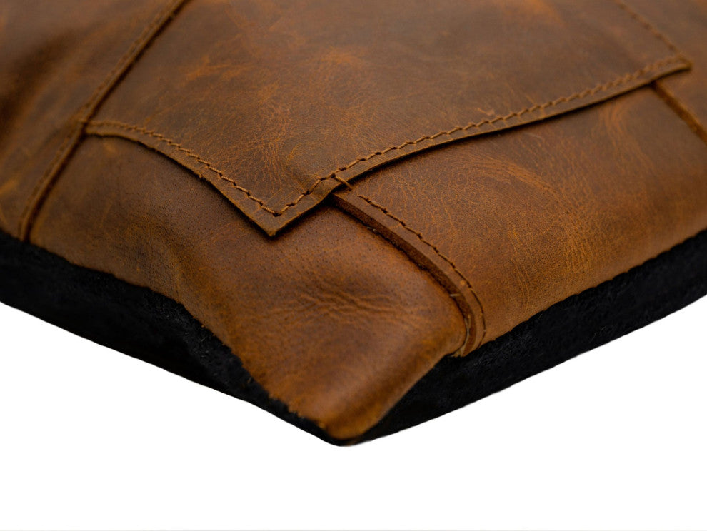 Canvello Cowhide Leather Throw Pillow Cover With Insert, 18"x18" & 16"x24"