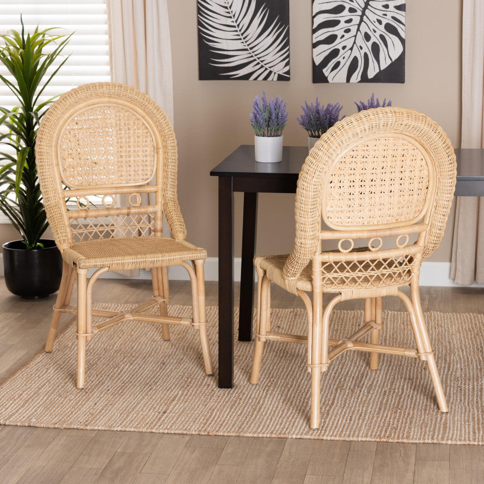 Luvena Rattan Dining Chairs, Set of 2