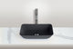 CastelloUSA Arete Rectangular Tempered Glass Vessel Sink Basin, Matte Black