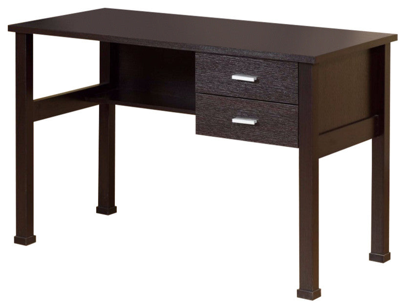 Sophisticated Dark Brown Finish 2 Drawers Desk.