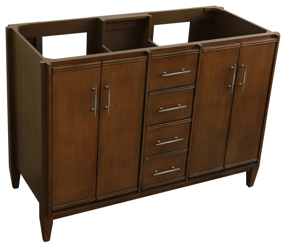 48" Double Sink Vanity, Walnut Finish - Cabinet Only