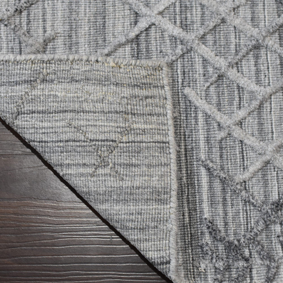 HAND WOVEN FLAT WEAVE KILIM POLYESTER AREA RUGS -Rectangle,Silver,Geometric, [Runner] 2'6''x10'