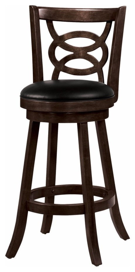 Benzara BM69024 29" Swivel Bar Stool ,Upholstered Seat, Black & Brown set of 2