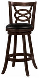 Benzara BM69024 29" Swivel Bar Stool ,Upholstered Seat, Black & Brown set of 2