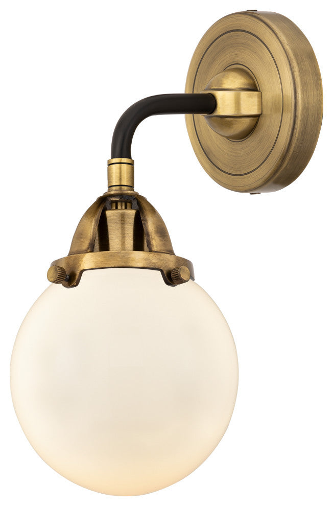 Beacon Sconce, Black Antique Brass, Matte White, Matte White