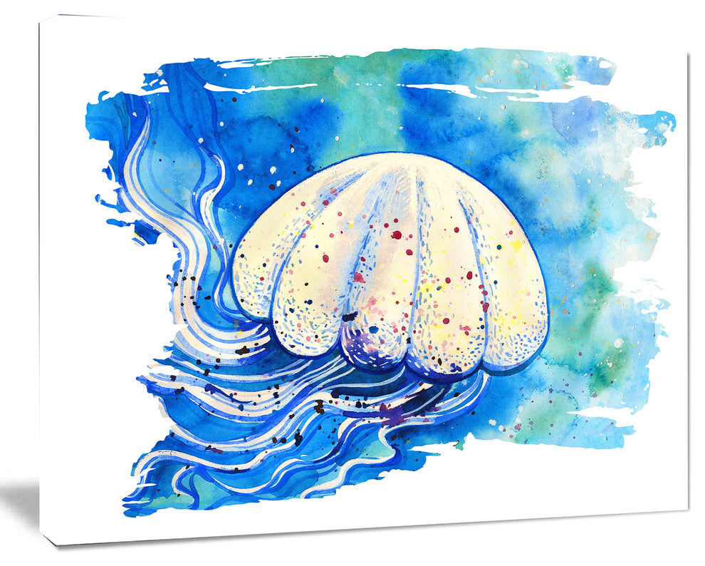 Jellyfish Watercolor Painting, Abstract Canvas Art Print, 40"x30"