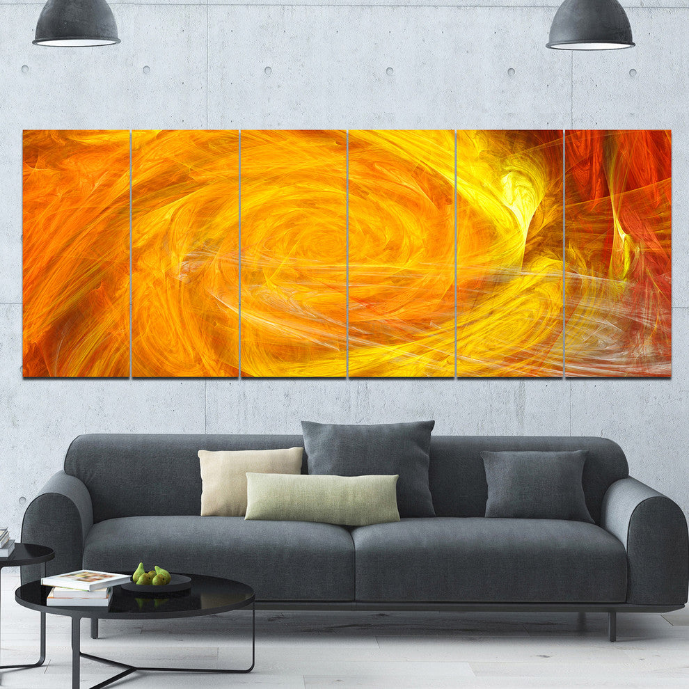 Mystic Abstract Fractal Rose, Abstract Wall Art Canvas, 70"x28", 6 Panels