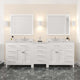 Caroline Parkway 93" Bath Vanity, White With Marble Quartz Top