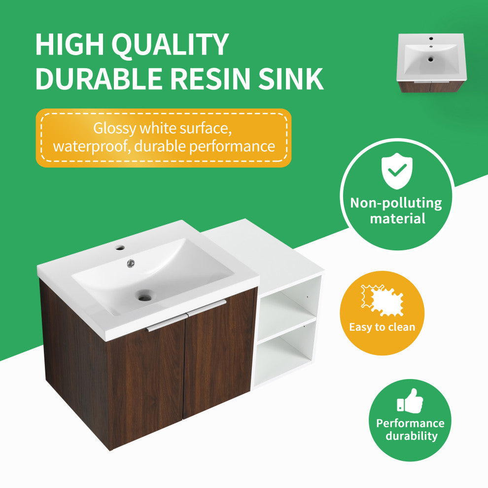 BNK Wall-Mounted Bathroom Cabinet Set with Soft-Close Doors, California Walnut, 36inch