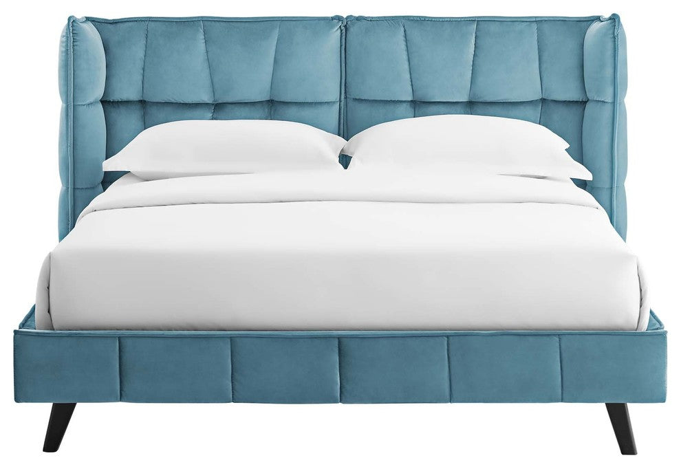 Sea Makenna Queen Performance Velvet Platform Bed