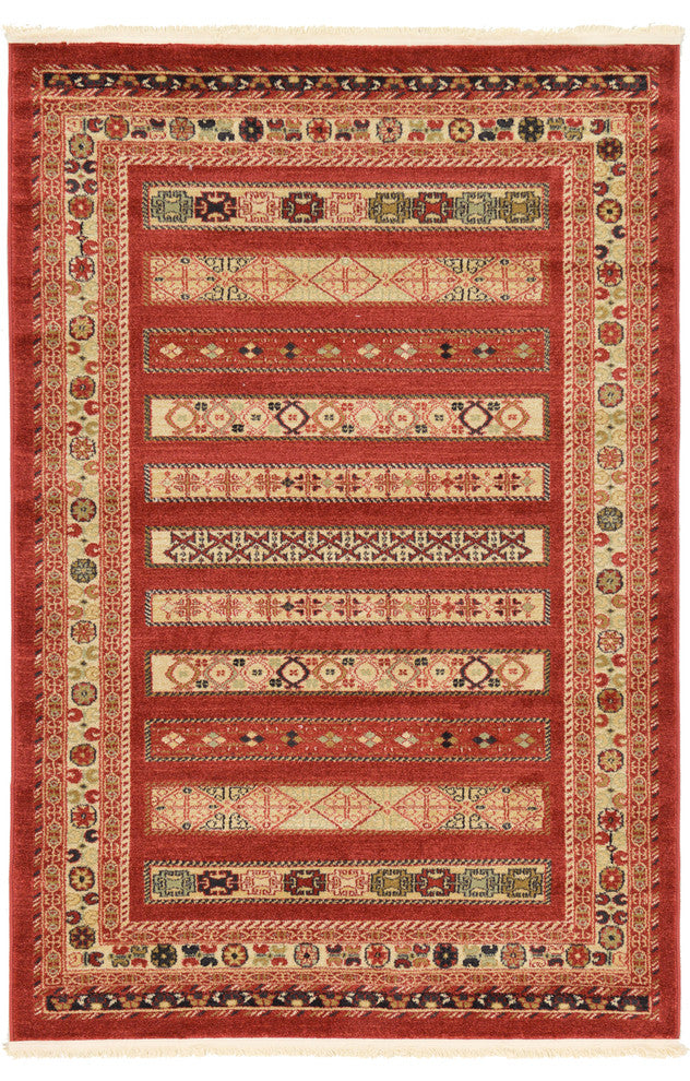 Unique Loom Rust Red Pasadena Fars 4' 0 x 6' 0 Area Rug