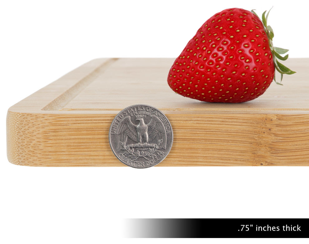 Large Bamboo Cutting Board, Antibacterial, Juice Groove by Classic Cuisine