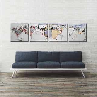 Abstract XXVI, Canvas Wall Art, 20"x80" 4-Panels