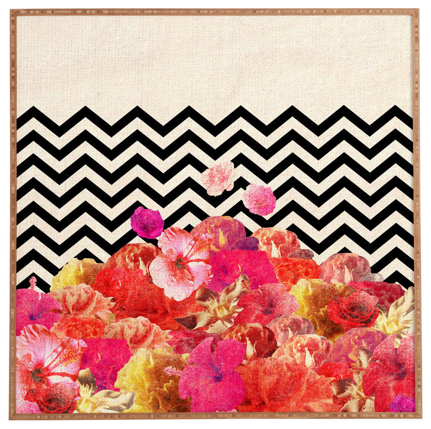 Deny Designs Bianca Green Chevron Flora 2 Framed Wall Art