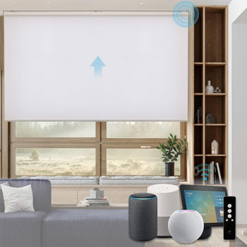 White Motorized Blackout Roller Shades