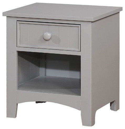 Benzara BM186371 Solid Wood Nightstand with One Drawer and Bottom Shelf, Gray