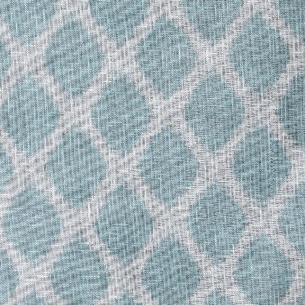 SunSmart Blakesly Ikat Blackout Window Panel, Grey, Aqua Blue, 50"x95"