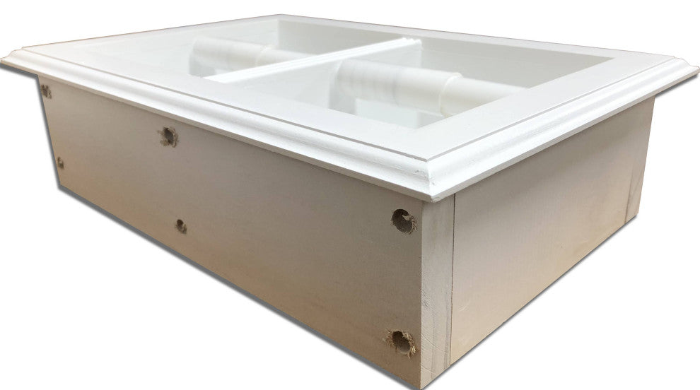 Bayshore Recessed Solid Wood Double Toilet Paper Holder 13.25x8.5, White Enamel
