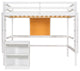 Gewnee Full size Wood Loft Bed with Desk and Writing Board in White