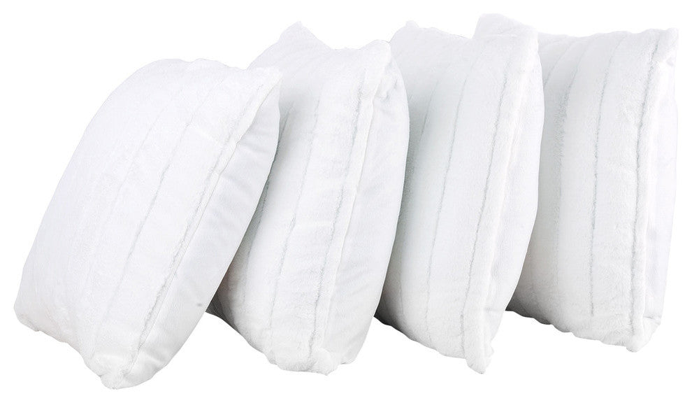 Super Mink Throw Pillow Covers, Set of 4, Bright White