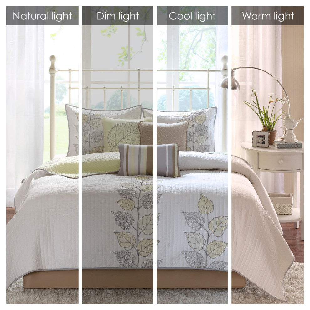 Madison Park Microfiber 6-Piece Coverlet Set With Embroidery, King